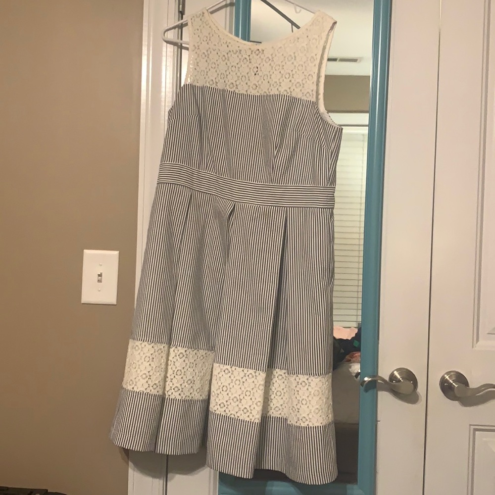 Dress with flower design and stripes